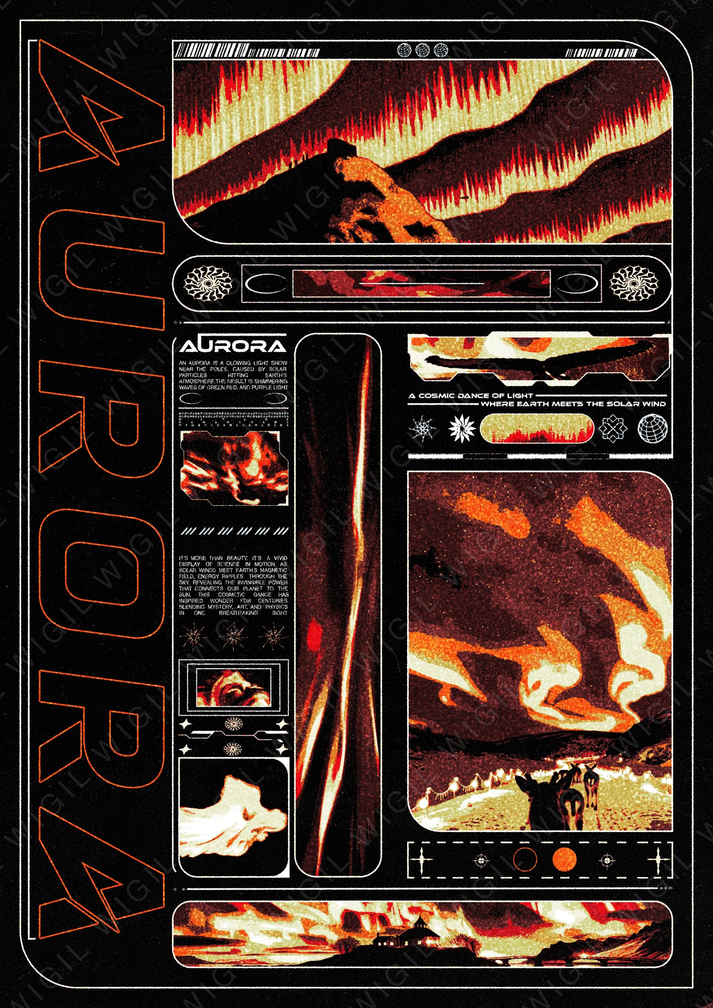 Aurora Poster | Northern Lights Wall Art | Nature Digital Download | Night Sky Printable Decor