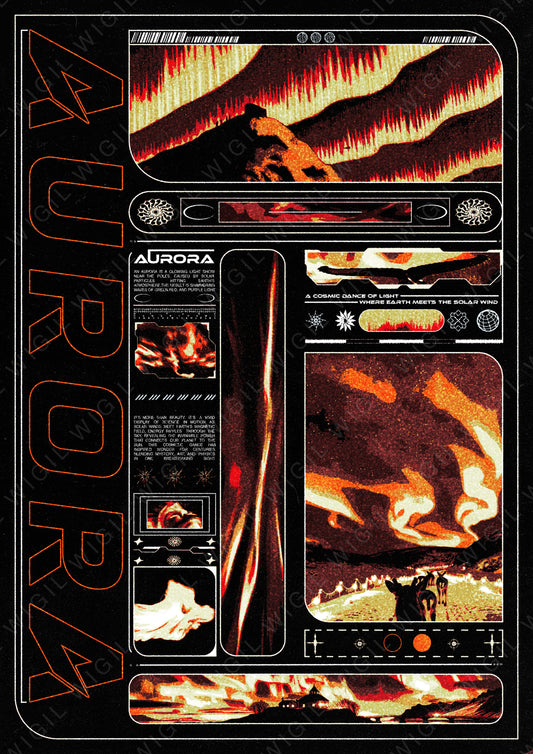 Aurora Poster | Northern Lights Wall Art | Nature Digital Download | Night Sky Printable Decor