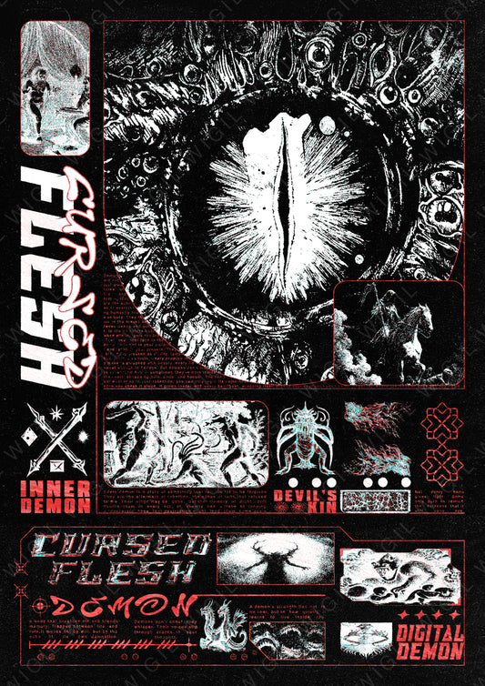Cursed Flesh Poster | Dark Art Print | Modern Digital Download
