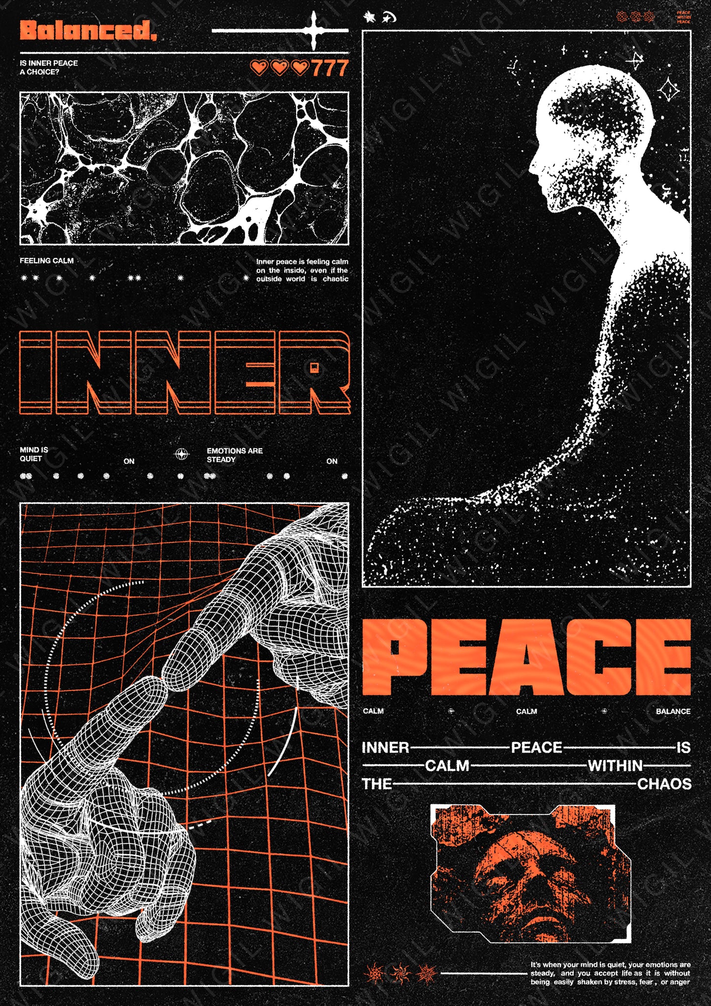 Inner Peace Poster | Mindfulness Wall Art | Meditation Digital Download | Calm Printable Decor